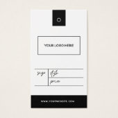Business Logo Clothing Label Price Hang Label Visitekaartje (Voorkant)
