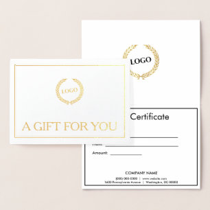 Business Logo Company Folted Gift Certificate Gold Folie Kaarten