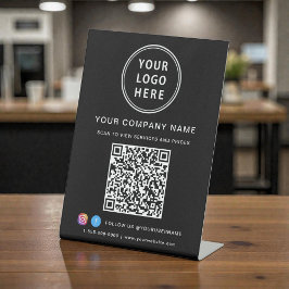Business Logo Create Your QR Code Social Media Reclamebord Met Voetstuk