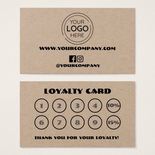 Business Logo Custom Chic Loyalty Kaart (Voorkant /achterkant)
