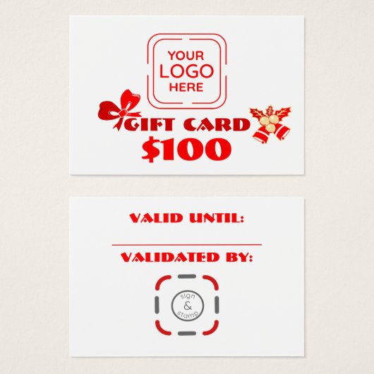 Business Logo Custom Christmas Ed. Gift Kaart (Voorkant /achterkant)