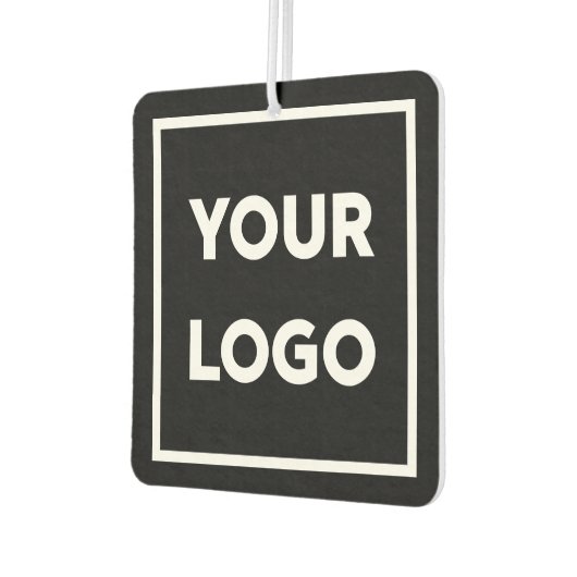 Business Logo Custom QR Code en Text on Black Luchtverfrisser (Links)