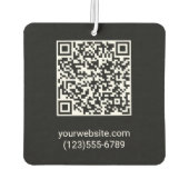 Business Logo Custom QR Code en Text on Black Luchtverfrisser (Achterkant)