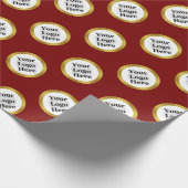 Business Logo Deep Red White Gold Elegant Pattern Cadeaupapier (Hoek)