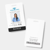 Business Logo Employees Photo ID Barcode Custom Badge (Front & Back)