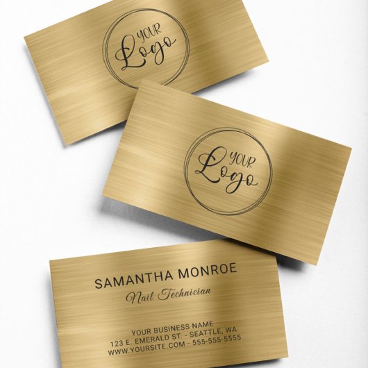 Business Logo Faux Gold Foil Visitekaartje