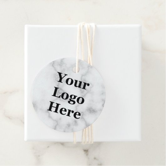 Business Logo Faux Wit Marmer 2-zijdig Prijs Label (In situ)