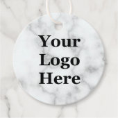 Business Logo Faux Wit Marmer 2-zijdig Prijs Label (Voorkant)