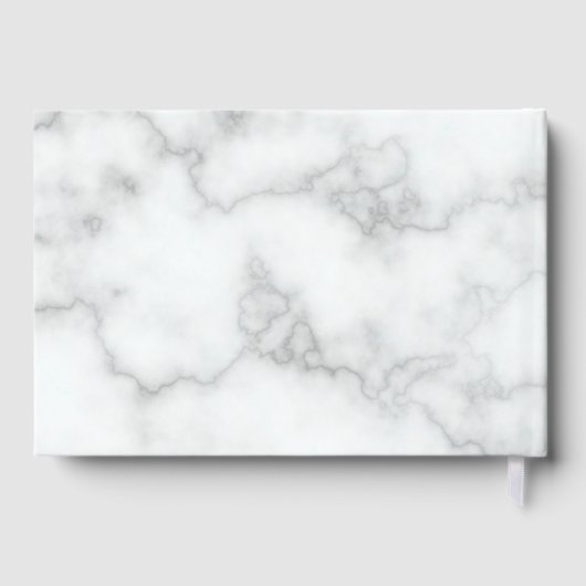 Business Logo Faux Wit Marmer en Goud Tekst Gastenboek (Achterkant)