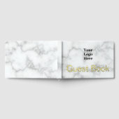 Business Logo Faux Wit Marmer en Goud Tekst Gastenboek (Volledig)