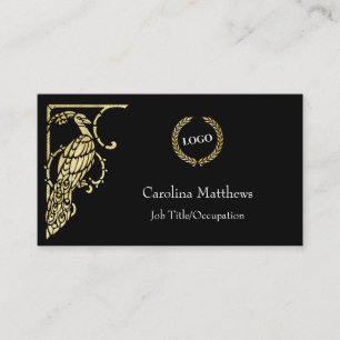 Business Logo Gold Foil Peacocock Bird Visitekaartje