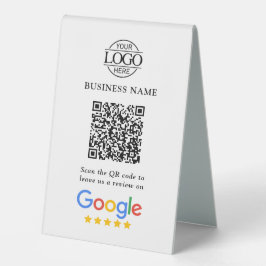 Business Logo Google Reviews QR Code Tabletop Sign
