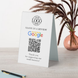 Business Logo Google Reviews QR Code Tabletop Sign