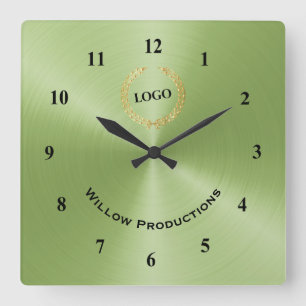 Business Logo Green Vierkante Klok