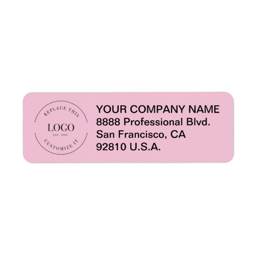 Business logo here Custom Corporate Pink Etiket (Voorkant)