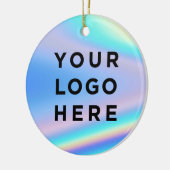 Business Logo Holographic Kerstmis Keramisch Ornament (Links)