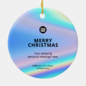Business Logo Holographic Kerstmis Keramisch Ornament (Achterkant)