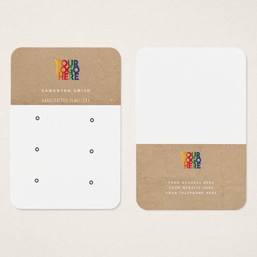 Business Logo Kraft Stud Earning Display Card Visitekaartje (Voorkant /achterkant)