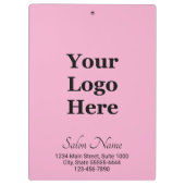 Business Logo Light Pink Black Salon Naam Adres Klembord (Achterkant)
