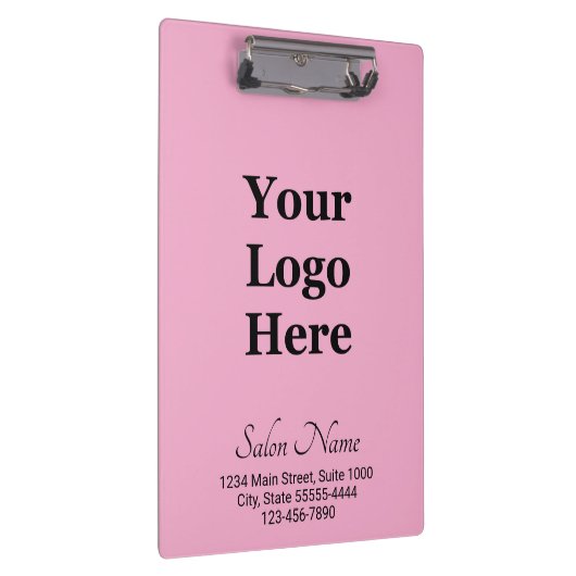Business Logo Light Pink Black Salon Naam Adres Klembord (Rechts)