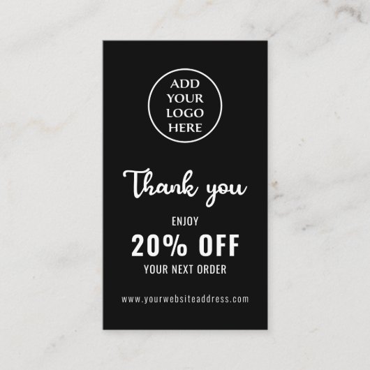 Business Logo Loyalty Black White QR-code Verticaa Kortingskaartje (Voorkant)