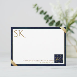 Business Logo Luxury Navy Leather Notitiekaartje