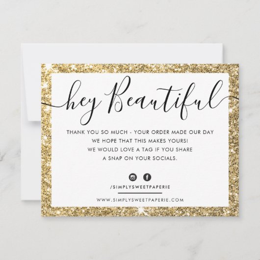 BUSINESS LOGO MERCI élégant or noir parties scinti (Devant)