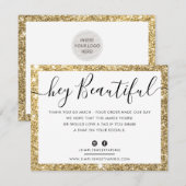 BUSINESS LOGO MERCI élégant or noir parties scinti (Devant / Derrière)