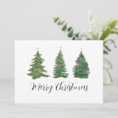 Business Logo Merry Kerstscript en Trees Hol Feestdagenkaart (Staand voorkant)