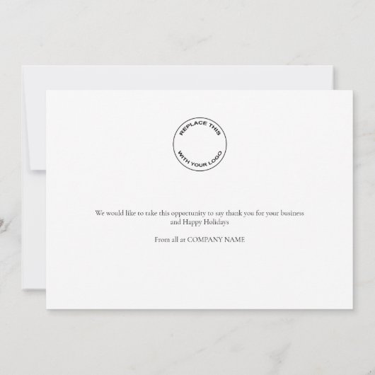 Business Logo Merry Kerstscript en Trees Hol Feestdagenkaart (Achterkant)