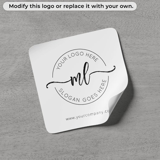 Business Logo Minimalist Custom Monogram Initialen Vierkante Sticker