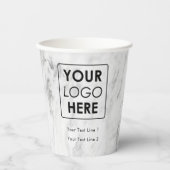 Business Logo Modern Professional White Marble Papieren Bekers (Voorkant)