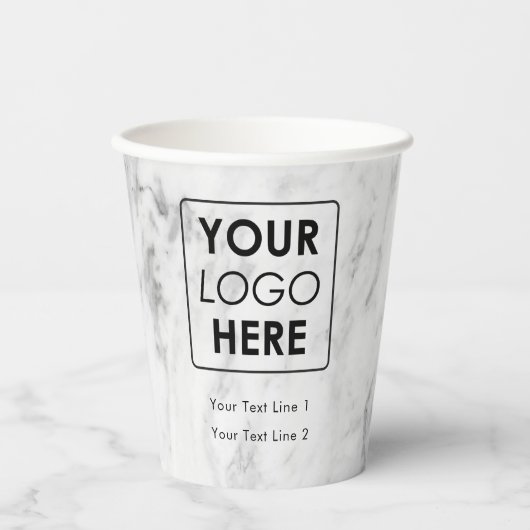 Business Logo Modern Professional White Marble Papieren Bekers (Voorkant)