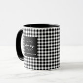 Business Logo Modern Zwart Wit plaid Vakantie Mok (Voorkant links)