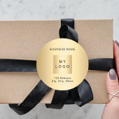 Business logo naam adres goud ronde sticker