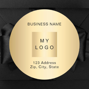 Business logo naam adres goud ronde sticker