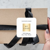 Business logo naam adres merkkleur vierkante sticker