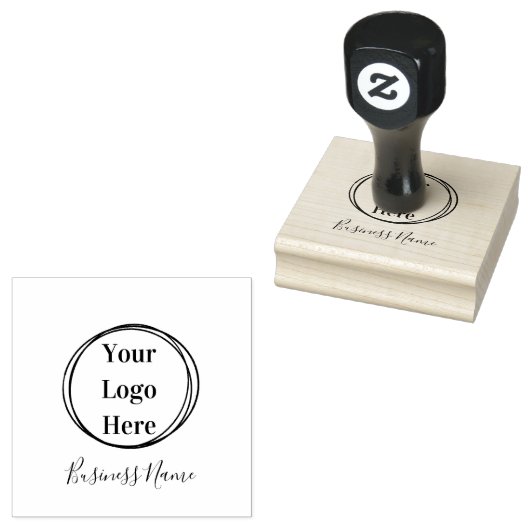 Business Logo Naam Modern Minimalistisch Rubberstempel (Gestempeld)