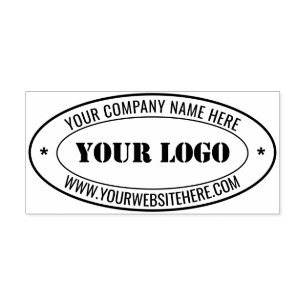 Business Logo Naam Website Oval Stamp Voorbeeld Zelfinktende Stempel
