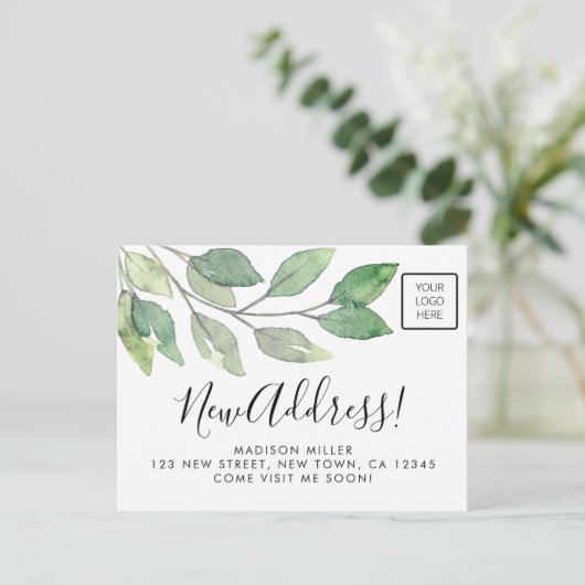 Business Logo New Address Moving Aankondigingskaart (Staand voorkant)