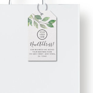 Business Logo Nieuw Adres Waterverf Gift Labels Cadeaulabel
