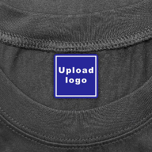 Business Logo on Blue Square Iron op label