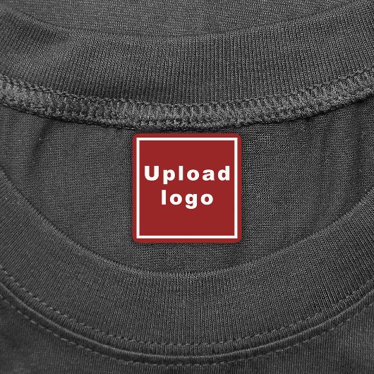 Business Logo on Red Square Iron op label