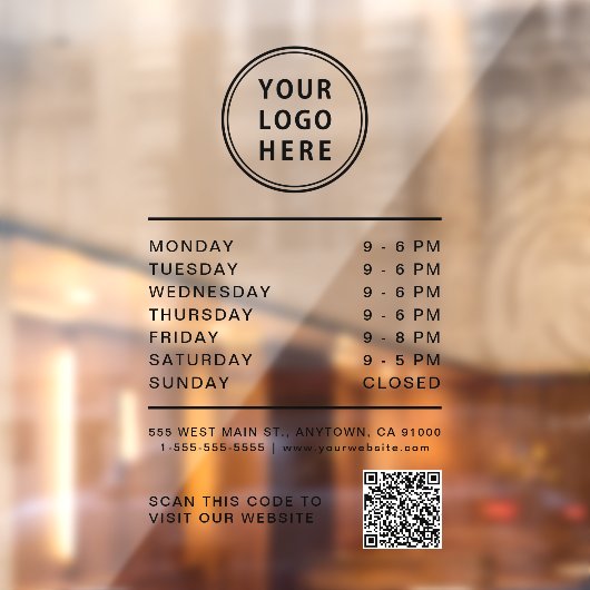 Business Logo Open Hours Create Your QR Code Raamsticker (Vel 2)