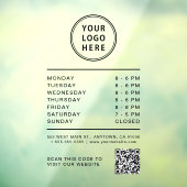 Business Logo Open Hours QR Code Raamsticker (Vel 3)