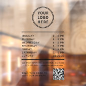 Business Logo Open Hours QR Code Raamsticker (Vel 2)