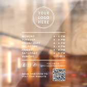 Business Logo Open Hours Social Media QR Code Raamsticker (Vel 2)