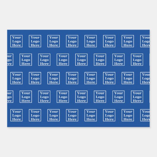Business Logo Pattern Blue Sjabloon Inpakpapier Vel (Voorkant)