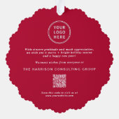 Business Logo Prettige feestdagen QR Code Ornament Kaart (Achterkant)