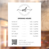 Business logo Professional Monogram Openingstijden Raamsticker (Vel 2)